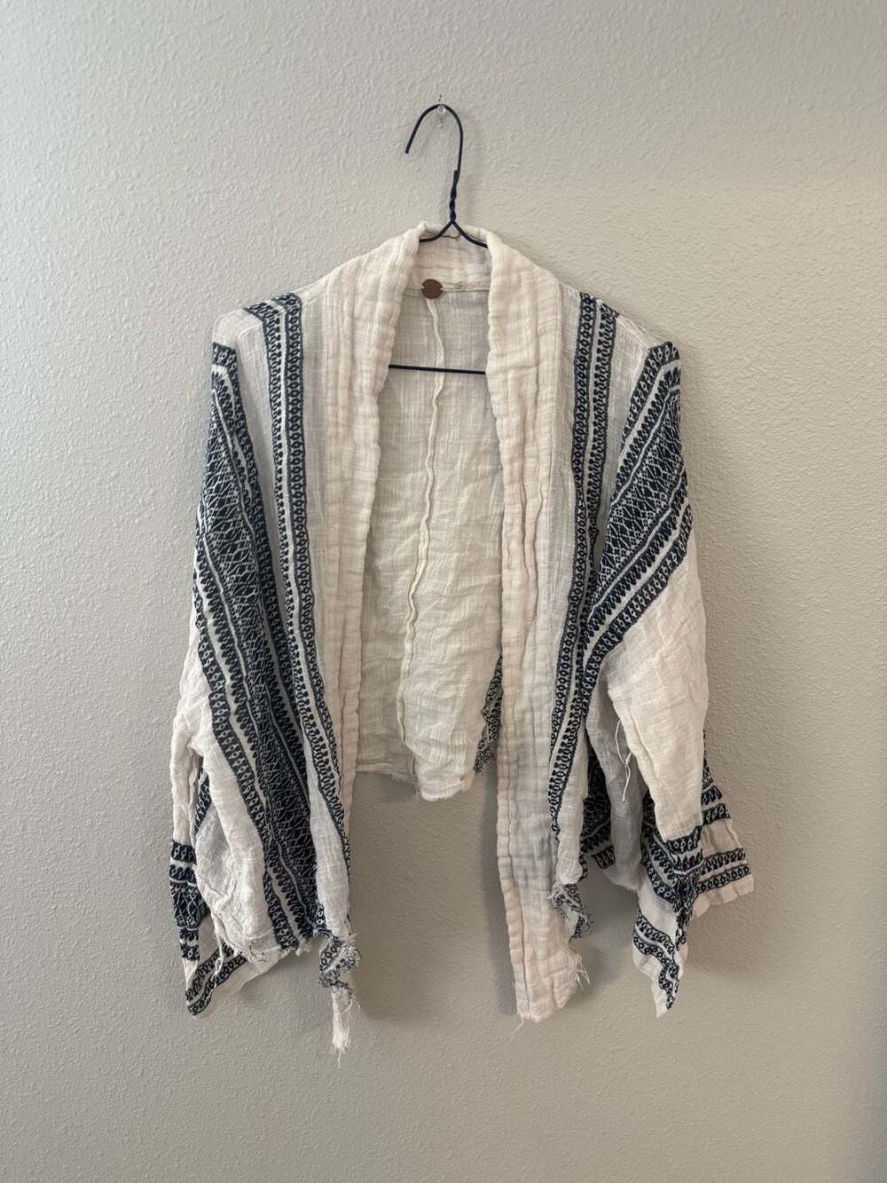 FP One Free People Gauze Embroidered Kimono Cardigan XS/S